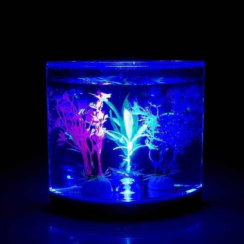 Saim Betta Corner Fish Tank,Acrylic Aquarium Tank Bowl with Light for Goldfish Betta Small Fish,Office Business Home...