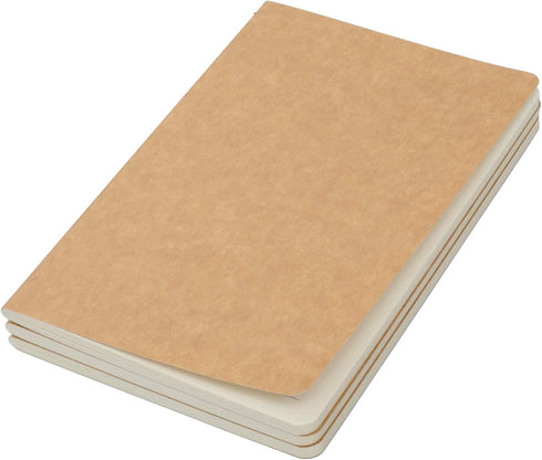3 Pack Travel Journal Notebook for Travelers or School - Kraft Brown Soft Cover - 5.5” x 8.25” - 120 Blank Pages with60 Sheets...