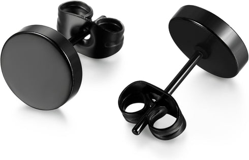 FIBO STEEL Stainless Steel Black Stud Earrings for Men Women, 3mm-8mm Available...