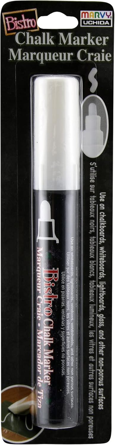 Uchida 480-C-0 Broad Point Tip Bistro Window Chalk Marker, White, 1 Count (Pack of 1)...
