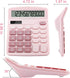 Office Calculators Desktop, 12-Digit Dual Power Cute Calculator with Large LCD Display Big Button for Office Home and School (Pink)...