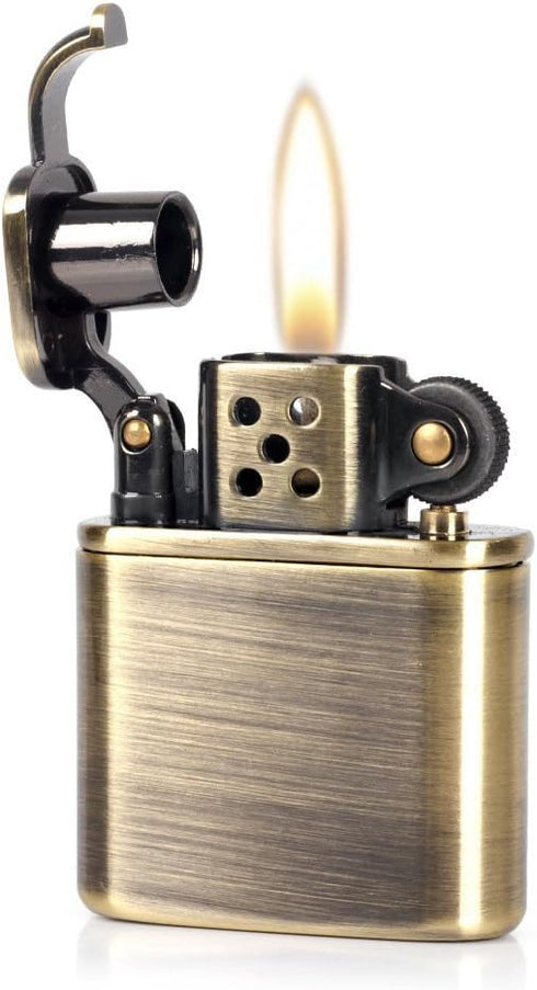 Antique Style Lift Arm Kerosene Brass Metal Windproof Lighter for Collection Decorative Gift (Bronzy)...