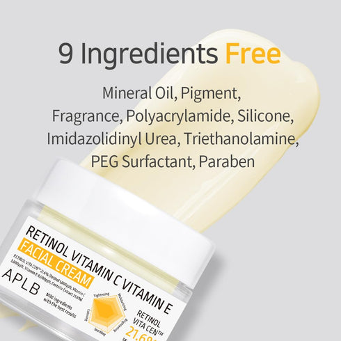 APLB Retinol Vitamin C Vitamin E Facial Cream | RETINOL VITA CEN™ 21.6% 1.86 FL.OZ/Korean Skincare, Deep hydration, Retinol, Revitalize for gentle...