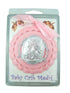 Moulded Acrylic Pink Crib Medal with Guardian Angel for Baby Girl Nursery Decor, 3 1/2 Inch...