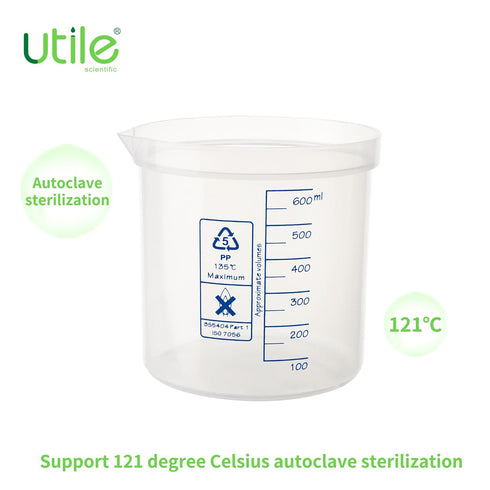 Utile 3pcs Low Form Plastic Beakers Set, 3pcs of Vol.600ml, Plastic Measuring Beaker,Science Beaker with Blue Printed Graduation 4007.0246.3...