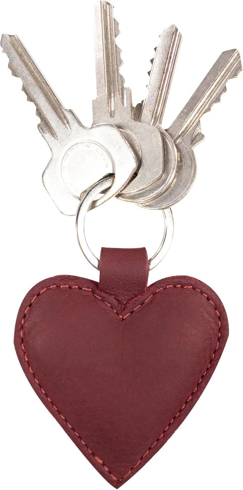 Hide & Drink, Heart-Shape Keychain, Key Organizer, Keyring Holder, Cute Accessories, Full Grain Leather, Handmade, Sangria...