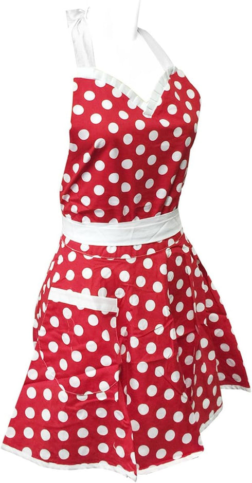 Wrapables Adjustable Flirty Hostess Apron, Red Polka Dots...