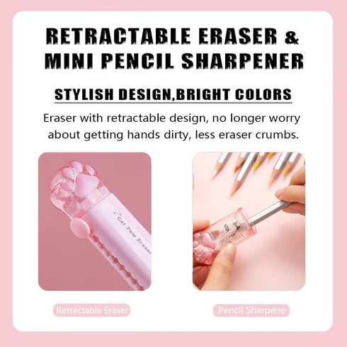 Cute School Supplies, Cute Stationary, Japanese Stationery Birthday Gifs, includes Pencil Sharpener,Eraser, Correction Tape, Ruler, Mini Scissors,...