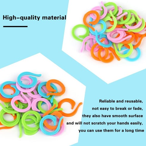 Yizzvb 50 Pcs Crochet Stitch Markers, Knitting Stitch Rings with Plastic Box, Crochet Ring Crochet Locking Sewing Accessories and Large-Eye Blunt ...