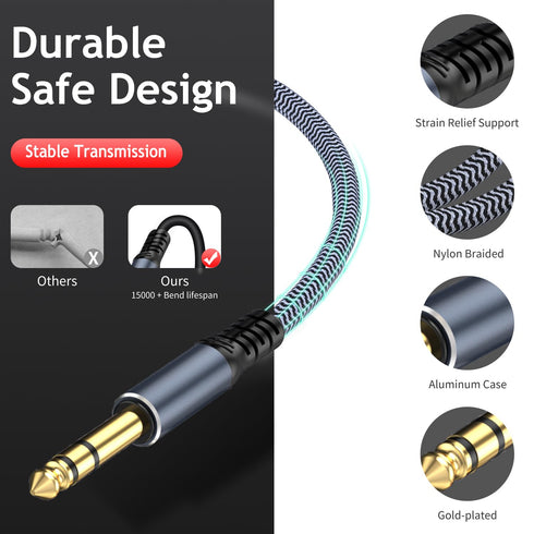 1/4 inch Extension Cable 15ft, 1/4" inch Male to Female Stereo Headphone Guitar Extension Cable, Quarter inch Headphone Extension Cable......