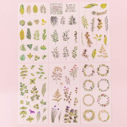 Plants Scrapbook Stickers,12 Sheets DIY Decorative Green Leaf Decals Stickers for Scrapbooking Planner Gift Packing Art Crafts...