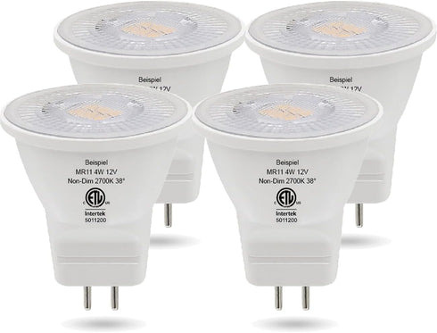 Beispiel MR11 Gu4.0 Bi-pin LED Light Bulb 4W 12VAC/DC Warm White 2700K for Outdoor Landscape Lighting Recessed Track Lights, Pack of 4...