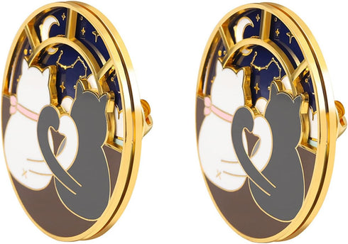Spinner Anime Cat Enamel Pin - Rotatable Cute Couple Cats Alloy Metal Brooch Lapel Pins for Backpack Bag Jackets...