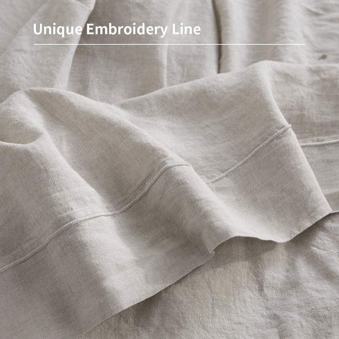 Simple&Opulence 100% French Linen Pillowcase Queen Size-Set of 2- Washed Solid Color Pillow Cases Embroidered -Soft and Durable (Linen, 20''x30'')...