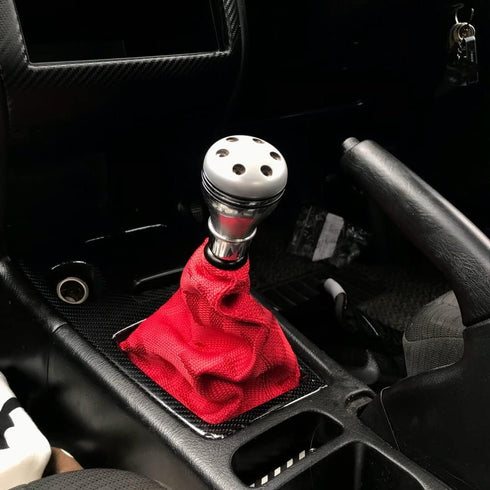 Universal Manual Red Canvas Shift Lever Knob Boot Dust Cover JDM Style Gear Shift Knob Collar Hyper Fabric...