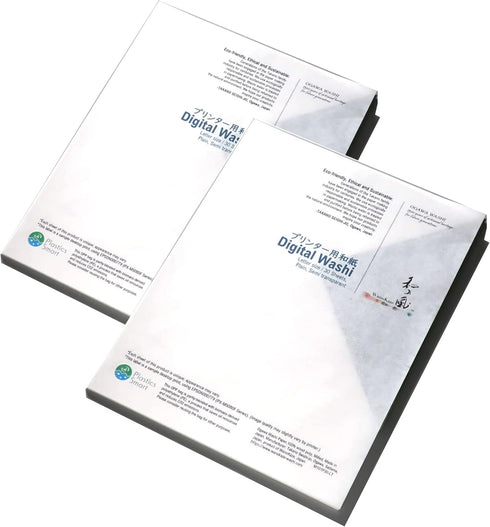 Set of 2 - Japanese Traditional Ogawa Washi Paper for Digital Printing - Letter Size (8.5 x 11 in) - Plain Translucent - 30 Sheets - Made in Ogawa...