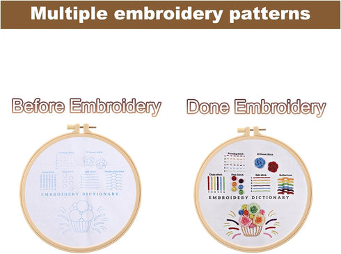 PATIKIL Embroidery Kit for Beginners, 1 Set Cross Stitch Kits for Beginners Embroidery Kits Hand Stamped Pattern Learn to 6 Stitches with Instruct...