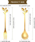Stainless Steel Leaf Coffee Spoon and Appetizer Fork Tableware Dessert Spoon Mini Dessert Utensils Set Creative Demitasse Spoons and Forks for Sti...
