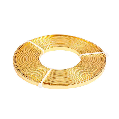 Fashewelry 32.8Ft 5mm Aluminum Flat Wire Gold Bendable Metal Craft Wire Strip for Bezel Sculpting Armature Jewelry Making Gem Metal Wrap...