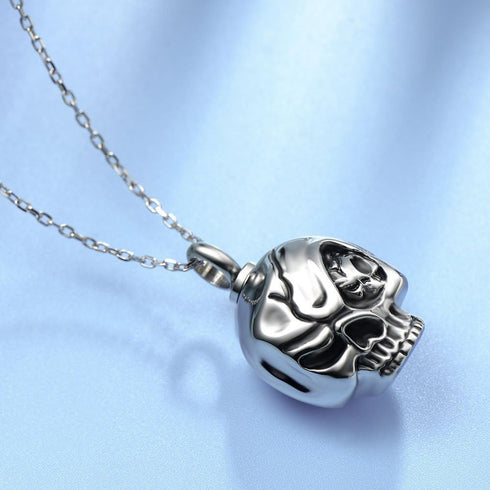 Trendy Stainless Steel Skull Pet Urn Ashes Pendant Necklace Memorial Ash Keepsake Cremation Jewelry...