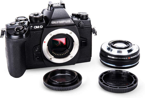 Camera Rear Lens Cap & Body Cap Cover for M4/3 MFT Mount on Olympus OM-5 OM-1 E-M10 Mark IV III E-M5 Mark III II E-M1 Mark III II E-PL9 E-PL8 Pana...