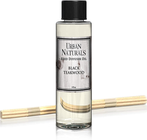 Urban Naturals Black Teakwood Reed Diffuser Oil and Sticks Set Refill | Includes a Free Set of Reed Sticks! Fresh Herbs, Birch, Pear, Sage & Amber...