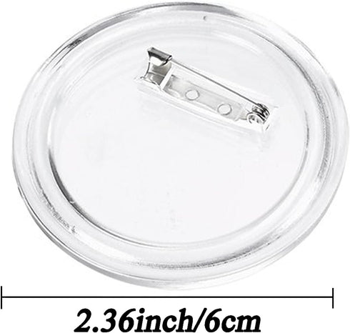 18 Pack Button Badge 2.36inch With Removal Tool Eject Pin, Clear Plastic Button With Pin for DIY Crafts, Children's Activities, Team Mark of Outdo...