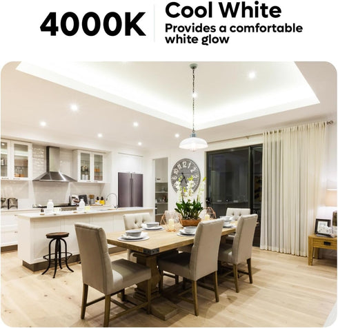 A19 LED Light Bulbs 60W Equivalent 15W Energy Use, E26 Base 4000K Cool White Dimmable 1600Lumens Brightness and 220-Degree Beam Angle Classic Clea...