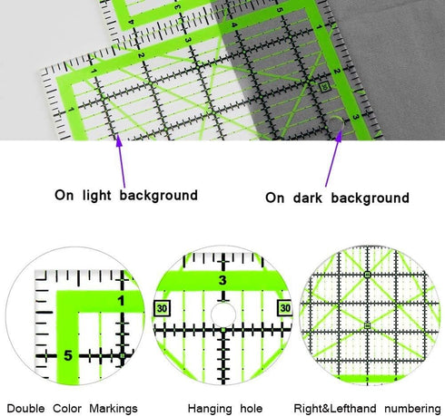 Quilting Rulers,4 Quilting Templates Square Ruler (3.5"X3.5", 5"X5", 6.5"X6.5", 10.5"X10.5"),Quilting Rulers Acrylic Rulers Fabric Cutting Ruler w...