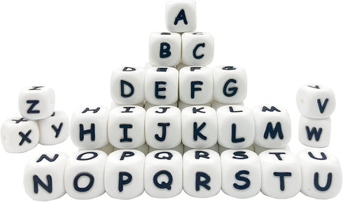 Silicone Alphabet Cube Beads 78pc DIY Jewelry Bulk Silicone Beads Craft Supply Loose Beading Supply...