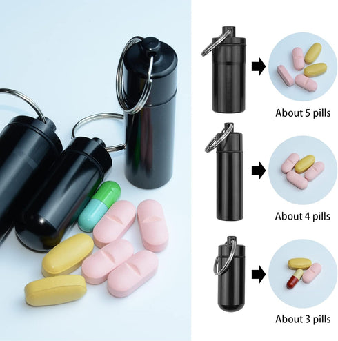 3 Pcs Pill Case Waterproof Pill Box Organizer with Keychain for Pocket or Purse,Daily Pill Container Weekly Pill Organizer for Outdoor Camping Tra...