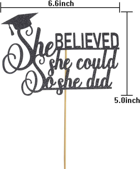Graduation 2025 Cake Topper, She Did It Cake Sign, Congrats Grad Party Decorations, Black...