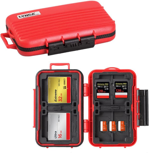 LYNCA 24 Slots Camera Memory Card Case Holder Water-Resistant Anti-Shock SD Card Case Holder Wallet for 8 SD Cards 4 CF Cards 12 Micro SD/TF Cards...