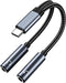 MMOBIEL USB-C to Dual 3.5mm Aux Audio Headphone Splitter 32 Bit Type-C to Dual 3.5mm Female Headphone Audio Jack Adapter for iPhone 15, iPad Air/P...