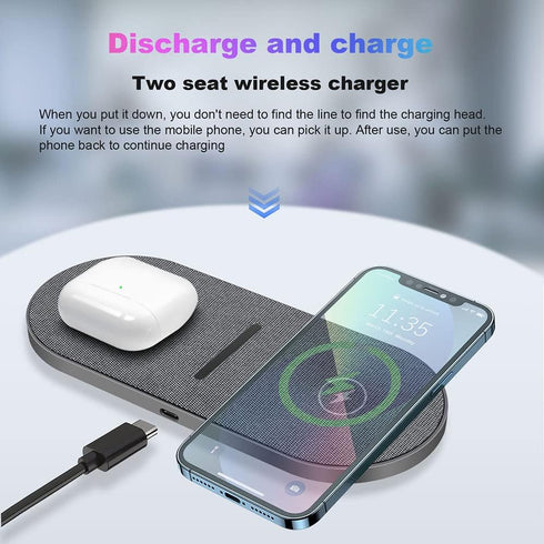 Dual 20W Wireless Charger for Multiple Devices, 40W Fast Wireless Charging Pad/Mat for Apple iPhone, AirPods, for Samsung Galaxy, Google Pixel......