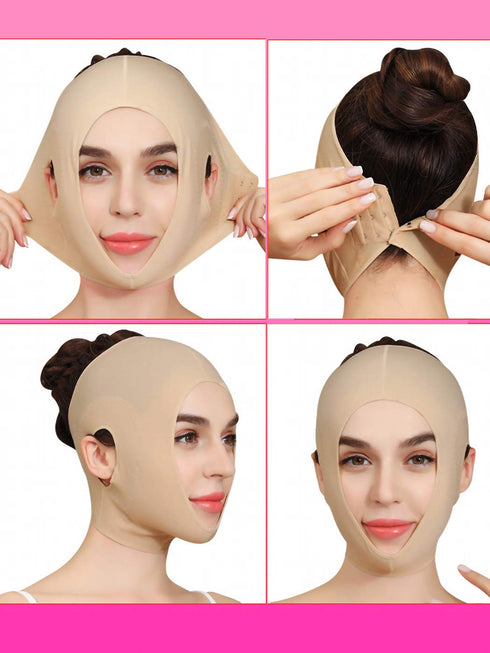 Anna-Kaci Womens Chin Strap Support Band Neck Bandage Post Surgical Compression Head wrap, Neck and Chin Compression Garment Wrap, Dark Beige, Med...