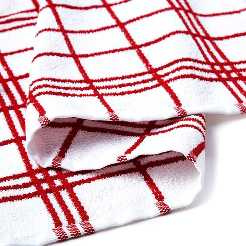 Encasa Terry Cloth Dish Towel Set | 12x12 in Super Absorbent Multipurpose Kitchen Towels for Drying and Cleaning - Pack of 12 – Terry Red...