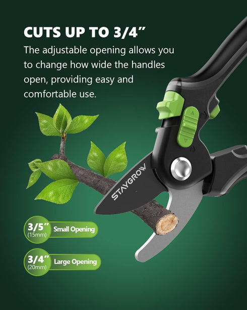 Pruning Shears for Gardening - 8.5" SK5 Garden Shears Cuts 10000+ Times Staying Sharp - Garden Scissors with One-handed Unlocking & Adjustable Han...