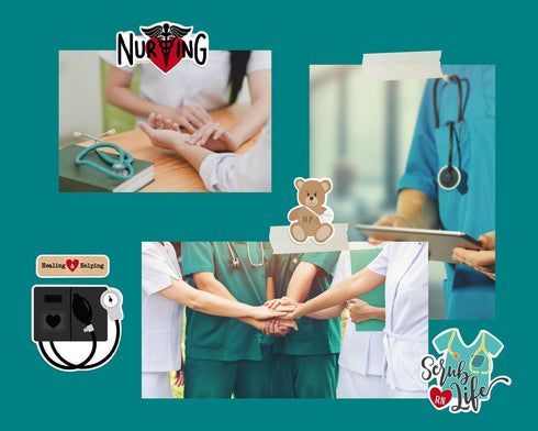 Medical Stickers for Scrapbooking - Scrapbook Stickers Medical Themed Nursing Inspired Design - Scrapbooking Stickers Medical Healthcare Set for N...