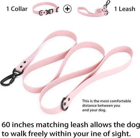 Waterproof Dog Collar and Leash Set Adjustable Quick Release Buckle Collar Leash for Small Medium Large Dogs (Large, Purple)...