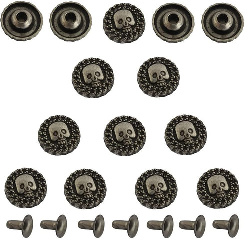 Mingchen 100 Pieces Retro Cute Skull Decorative Rivet Buttons Metal Castings Conchos Button Personality DIY Luggage Leather Goods Sewing Accessori...