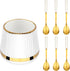 6PCS Coffee Spoons with Ceramic Jar Holder, Small Stainless Steel Gold Tea Spoons, Mini Dessert Spoons Set for Fruit, Stirring, Mixing, Sugar, Ice...
