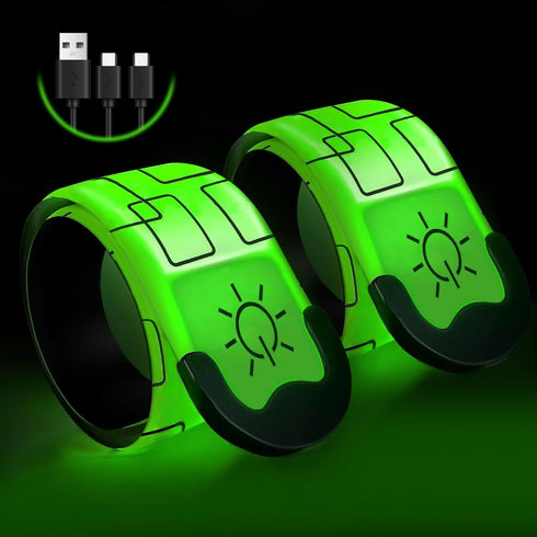 2 PCS LED Armband Rechargeable for Running Walking Cycling, 2024 Version Light Up Armbands for Runners, Running Lights, High Visibility Reflective...
