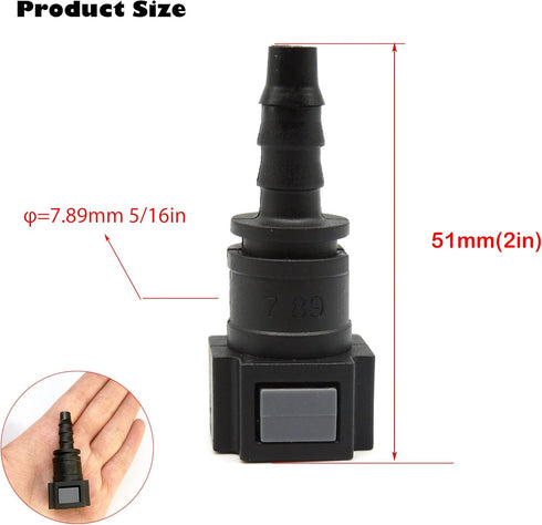 HiSport Straight & Degree Fuel Line Hose Quick Release Connect - 7.89mm 5/16 T8 in Male&Female Nylon Push-On Connector...