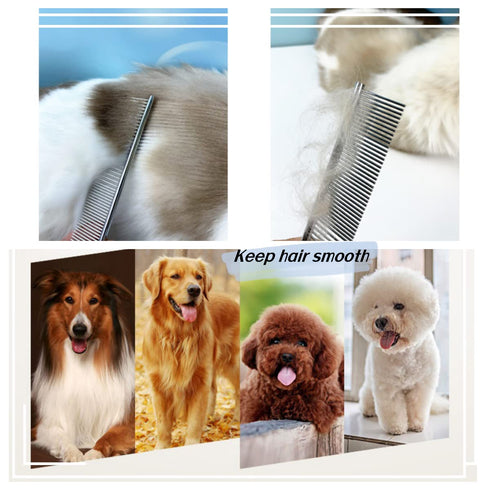 1Pcs Pet Stainless Steel Grooming Comb For Long Short Hair PetP Brush Hair Knots Tangles...