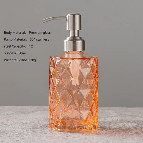Easy-Tang 12 Oz Soap Dispenser for Kitchen,Bathroom - Refillable Wash Hand Liquid Clear Glass Bottle with Stainless Steel Pump,Ideal for Container...