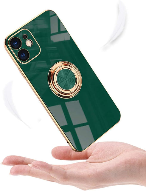 owner Compatible with iPhone 12 Case & iPhone 12 Ring Holder Case Shiny Plating Rose Gold Edge 360 Degree Rotation Kickstand for Women Girls Slim ...