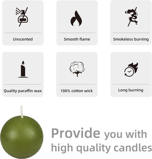 Zest Candle 6-Piece Ball Candles, 3-Inch, Sage Green...