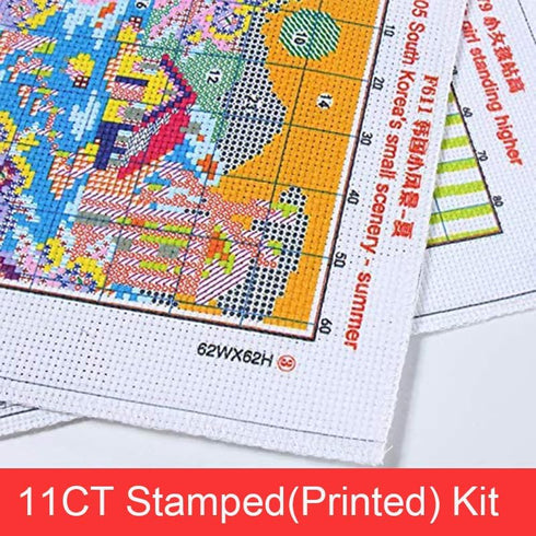 Stitchmelody Stamped Cross Stitch Kits,11CT Printed Pattern DMC Embroidery Kit-Learning Owl 28cm×38cm...