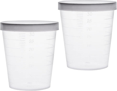YOKIVE 2 Pcs Plastic Beaker, Laboratory Use | Liquid Measuring Cup with Lid, Great for Lab, Kitchen, Daily Use (Clear White, 30ML)...